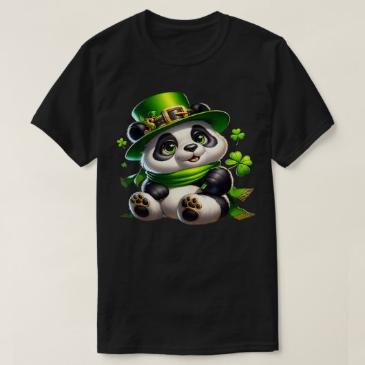 Schattigee Saint Patricks Panda Irish Clovers Luck T-shirt (Design voorkant)