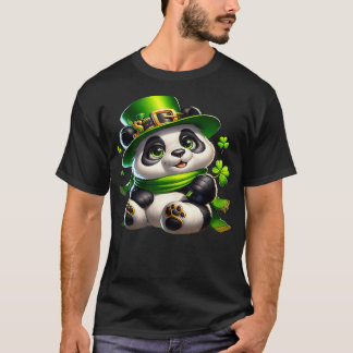 Schattigee Saint Patricks Panda Irish Clovers Luck T-shirt