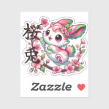 Schattigee Sakura Bunny Custom-Cut Vinyl Sticker