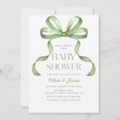 Schattigee salie groen Bow Gingham Baby shower Kaart (Voorkant)