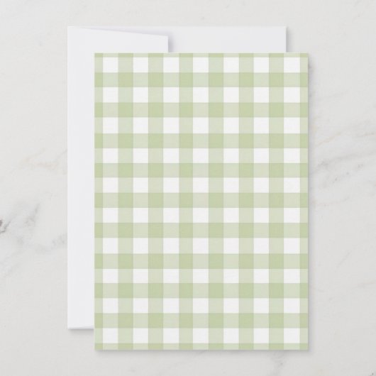 Schattigee salie groen Bow Gingham Baby shower Uit Kaart (Achterkant)