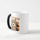 Schattigee samoerai kat in harnas magische mok (Voorkant links)