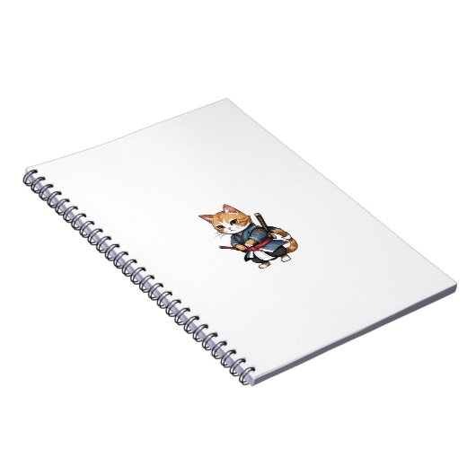 Schattigee Samurai Cat Phone Case Design Notitieboek (Rechterzijde)
