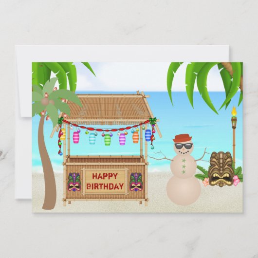 Schattigee Sand Snowman Winter Beach Verjaardag Kaart (Voorkant)