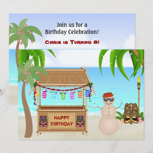 Schattigee Sand Snowman Winter Beach Verjaardag Kaart (Voorkant / Achterkant)