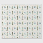 Schattigee Sandinavische kerstbomen Cadeaupapier (Vlak)