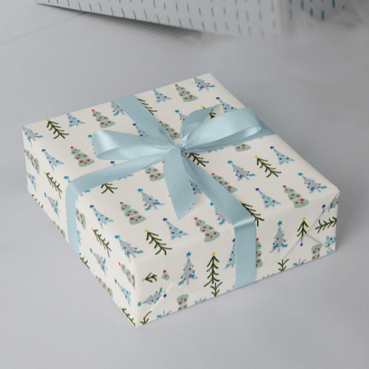 Schattigee Sandinavische kerstbomen Cadeaupapier