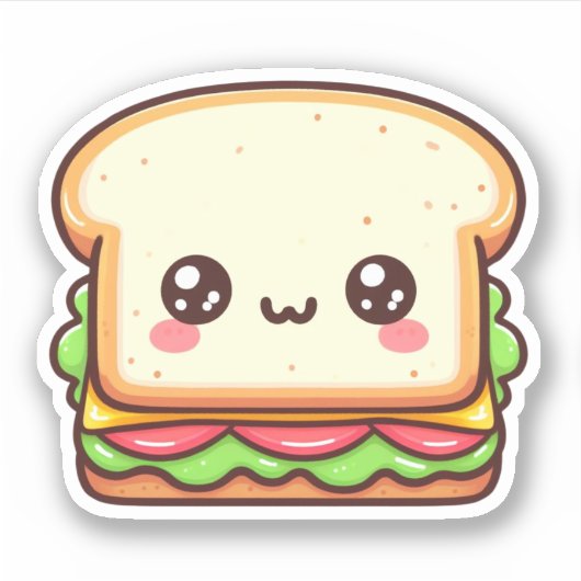 Schattigee Sandwich Custom-Cut Vinyl Stickers (Voorkant)