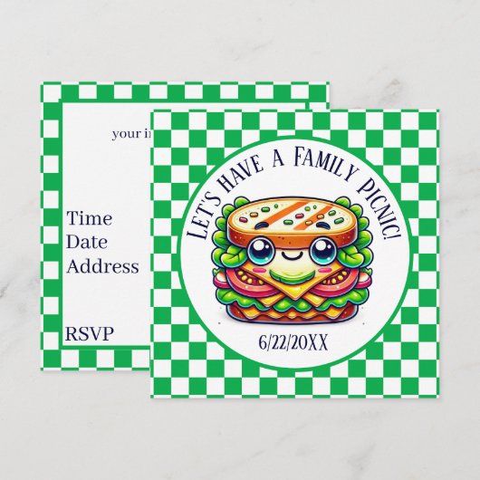 Schattigee sandwich picknick kaart (Voorkant / Achterkant)