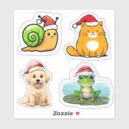 Schattigee Santa Animals Custom-Cut Vinyl Stickers