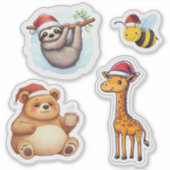 Schattigee Santa Animals Custom-Cut Vinyl Stickers (Voorkant)
