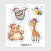 Schattigee Santa Animals Custom-Cut Vinyl Stickers (Vel)