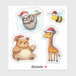 Schattigee Santa Animals Custom-Cut Vinyl Stickers