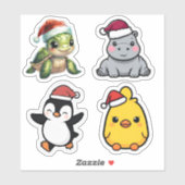 Schattigee Santa Animals Custom-Cut Vinyl Stickers (Vel)