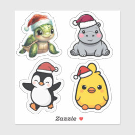 Schattigee Santa Animals Custom-Cut Vinyl Stickers