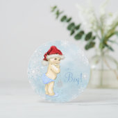 Schattigee Santa Baby Blue Snowflake Baby shower Kaart (Staand voorkant)
