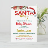Schattigee Santa Baby december Baby shower Uitnodi Kaart (Staand voorkant)