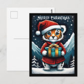 Schattigee Santa Baby Tiger Snowy Christmas Briefkaart (Voorkant / Achterkant)