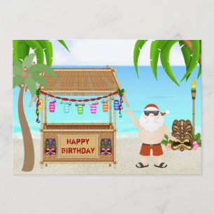 Schattigee Santa Beach Verjaardagsuitnodigingen Kaart