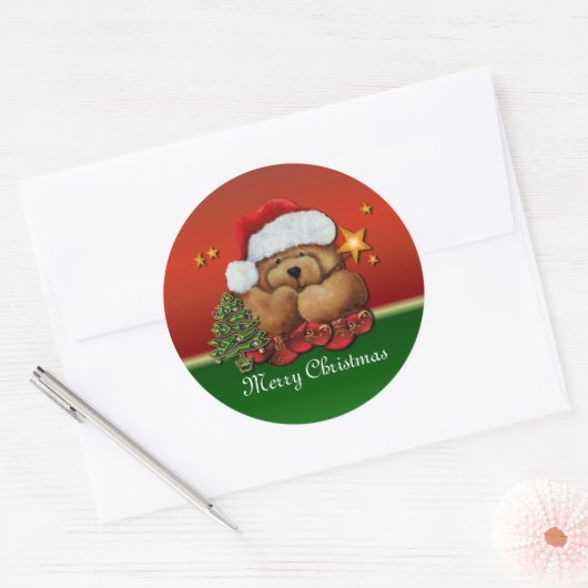 Schattigee Santa Beer Kerst stickers (Envelop)