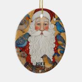 Schattigee Santa Blue Birds Keramisch Ornament (Rechts)