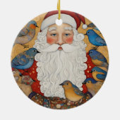 Schattigee Santa Blue Birds Keramisch Ornament (Achterkant)