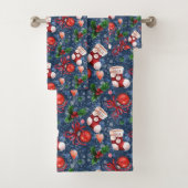 Schattigee Santa Boots Balls Red Holly Berries Ker Bad Handdoek (Insitu)
