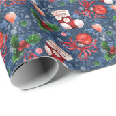 Schattigee Santa Boots Balls Red Holly Berries Ker Cadeaupapier (Rol Hoek)