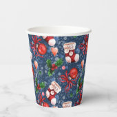 Schattigee Santa Boots Balls Red Holly Berries Ker Papieren Bekers (Achterkant)