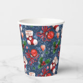 Schattigee Santa Boots Balls Red Holly Berries Ker Papieren Bekers (Voorkant)