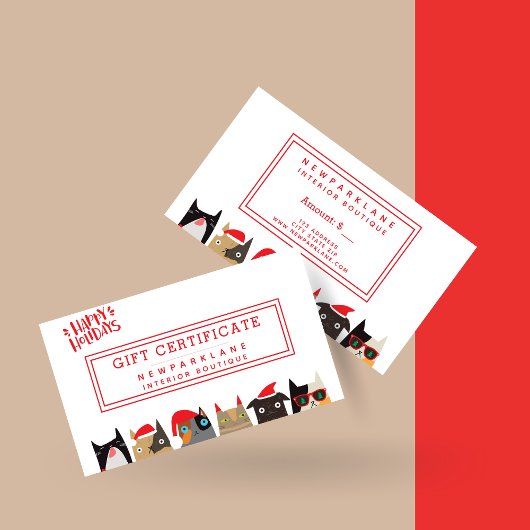 Schattigee Santa Cat Cartoons Kerstcadeaubon Visitekaartje