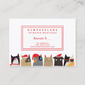 Schattigee Santa Cat Cartoons Kerstcadeaubon Visitekaartje (Achterkant)