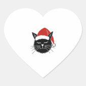 Schattigee Santa Cat Lover Christmas Mannen Vrouwe Hart Sticker (Voorkant)