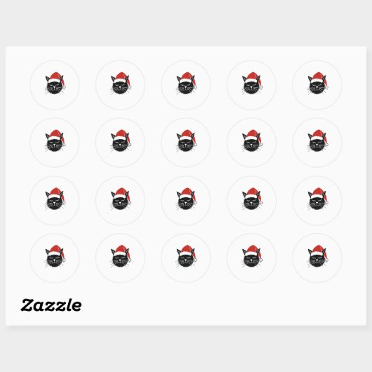 Schattigee Santa Cat Lover Christmas Mannen Vrouwe Ronde Sticker (Vel)