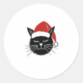 Schattigee Santa Cat Lover Christmas Mannen Vrouwe Ronde Sticker (Voorkant)