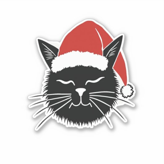 Schattigee Santa Cat Lover Christmas Mannen Vrouwe Sticker (Voorkant)