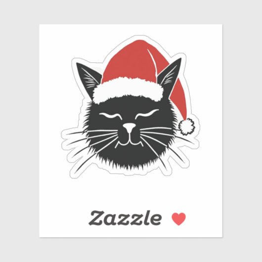 Schattigee Santa Cat Lover Christmas Mannen Vrouwe Sticker (Vel)
