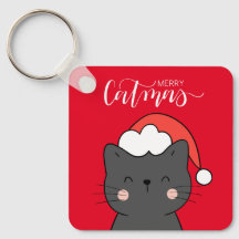 Schattigee Santa Cat Merry Catmas Custom Sleutelha