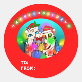 Schattigee Santa Cats Kerst stickers / Cadeau Labe