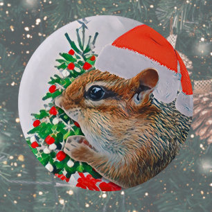 Schattigee Santa Chipmunk Kerst Ronde Button 5,7 Cm