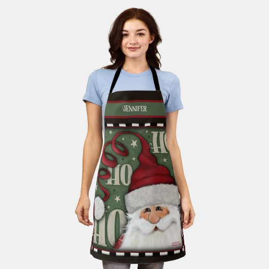 Schattigee Santa Christmas Whimsical Custom Inspir Schort (Gedragen)