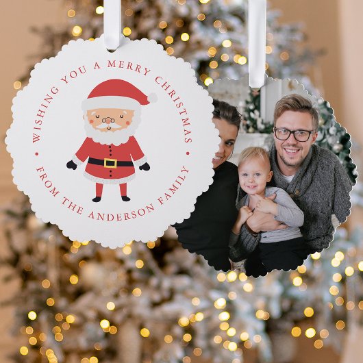 Schattigee Santa Claus fotovakantie Ornament Kaart