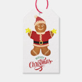 Schattigee Santa Claus Gingerbread Man Star Cadeaulabel (Voorkant)