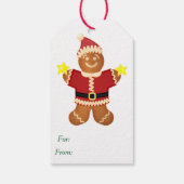 Schattigee Santa Claus Gingerbread Man Star Cadeaulabel (Achterkant)
