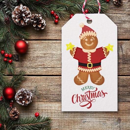Schattigee Santa Claus Gingerbread Man Star Cadeaulabel