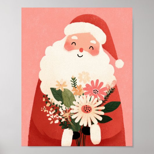Schattigee Santa Claus Illustratie Kwekerij Kerst Poster (Voorkant)