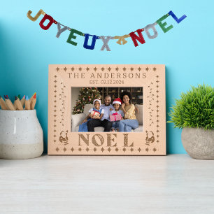 Schattigee Santa Claus Joyeux Noel Familie Fotonaa Gegraveerde Lijstjes