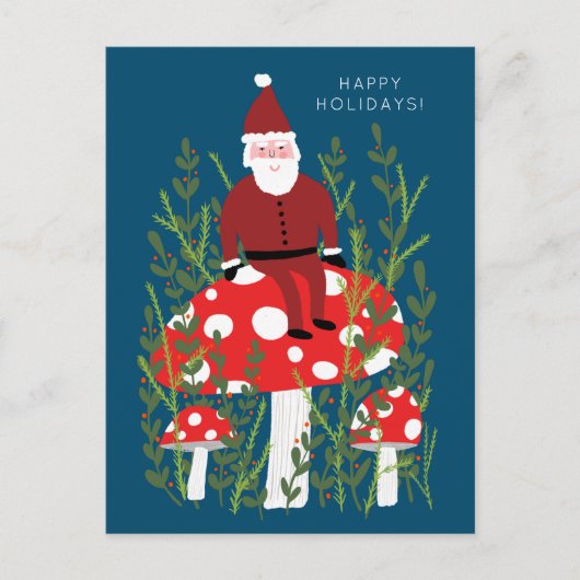 Schattigee Santa Claus Magische Paddestoelen CUSTO Briefkaart (Voorkant)