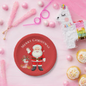 Schattigee Santa Claus Rode bessen Rode kerstfeest Papieren Bordje (Feest)