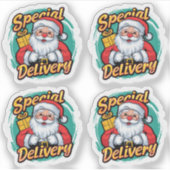 Schattigee Santa Claus speciale levering Vinyl Sticker (Voorkant)
